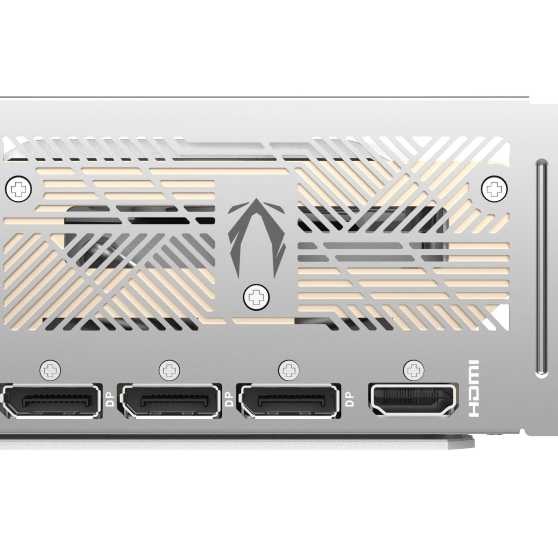 Zbliżenie portów i systemu chłodzenia karty graficznej. Marka ZOTAC.