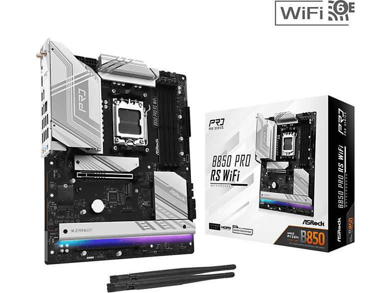 ASROCK ASRock B850 Pro RS WiFi AM5 ATX HDMI/USB-C DDR5 Multimedia-Technik Mainboards AMD Mainboard Mehrfarbig