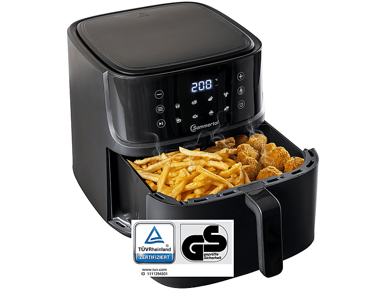 SOMMERTAL HF760 Heißluftfritteuse 2000 Watt Schwarz