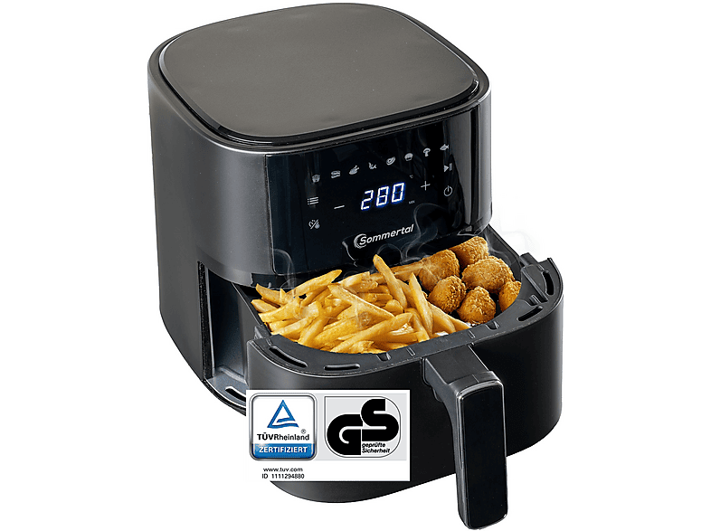 SOMMERTAL HF400 Heißluftfritteuse 1500 Watt Schwarz