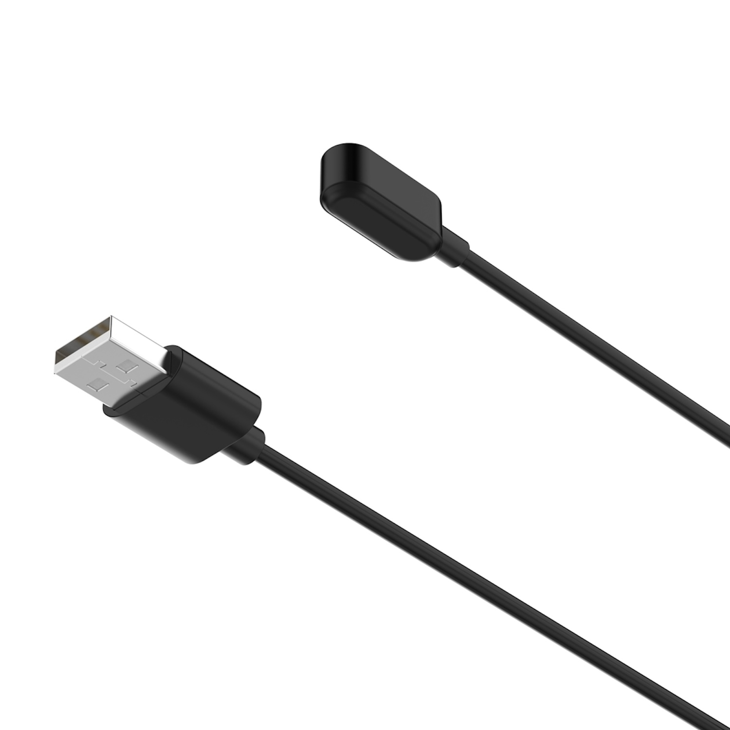 Ein schwarzes USB-Kabel mit einem USB-Stecker und einem kleinen Stecker am Ende.