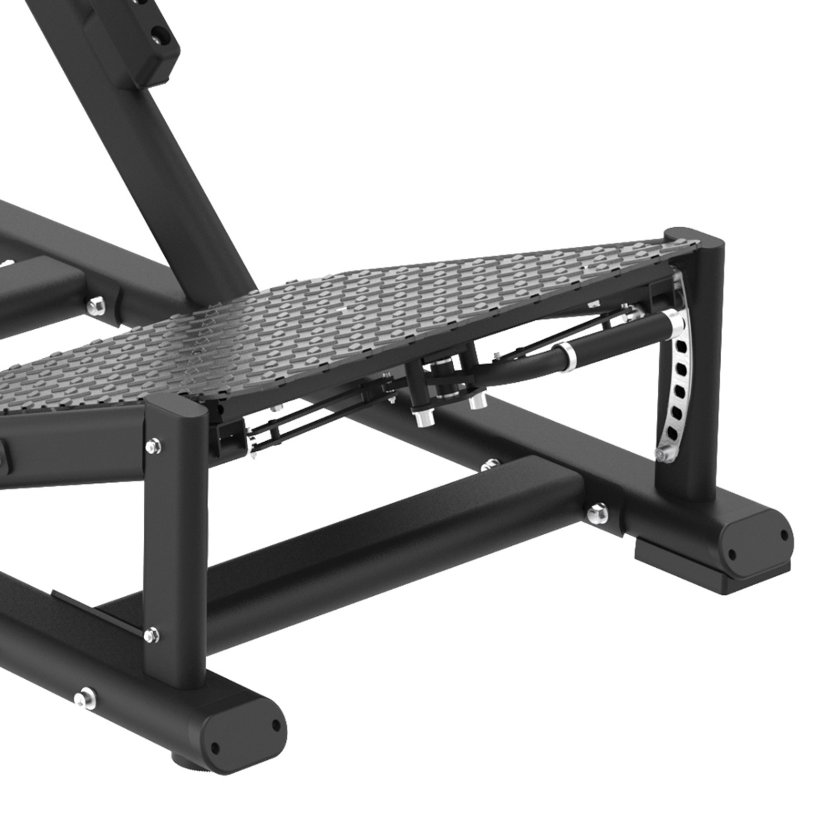 Gymapparatuur platform, met een gestructureerd oppervlak en zwart frame.
