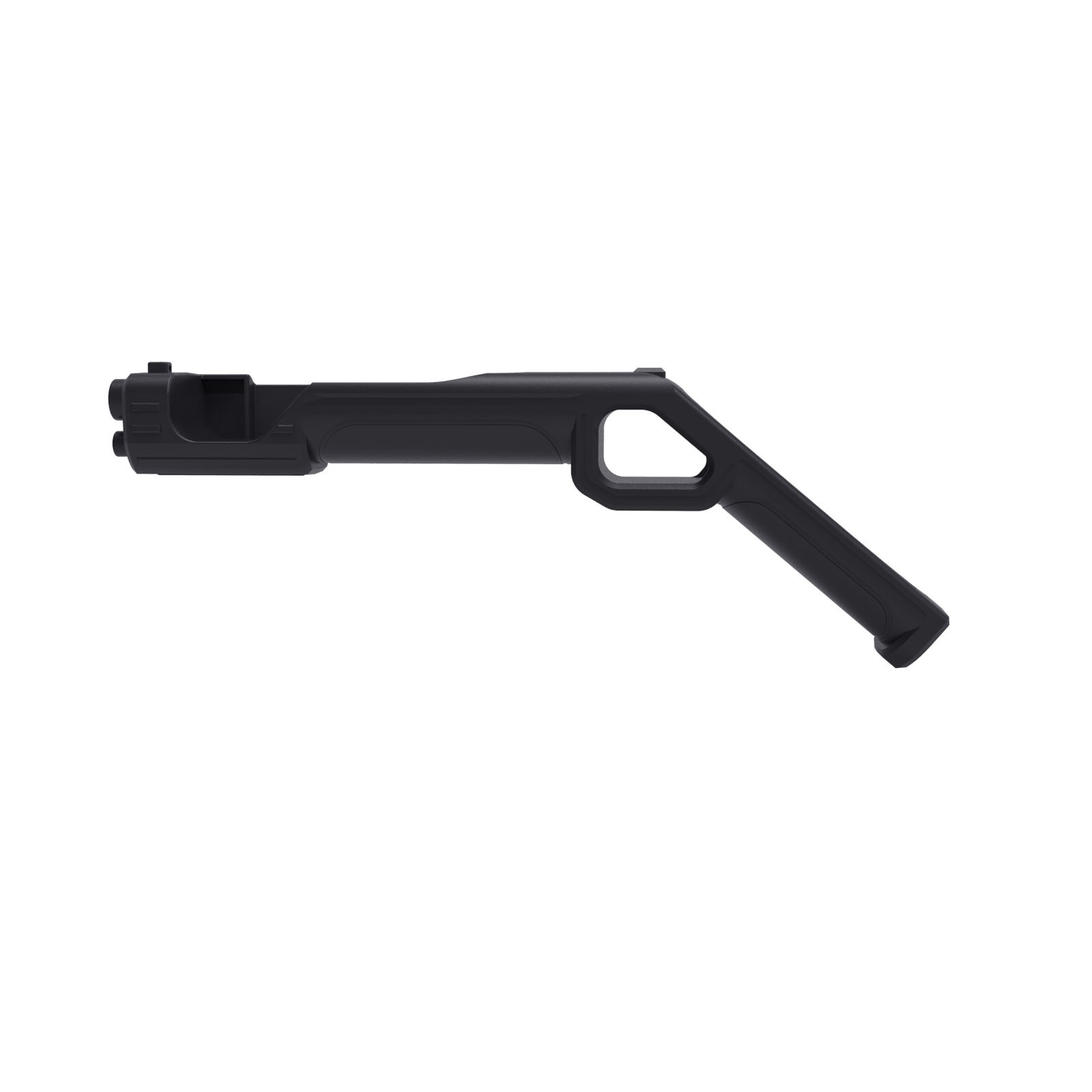Black plastic gun-shaped accessory. It has a handle and a trigger area.