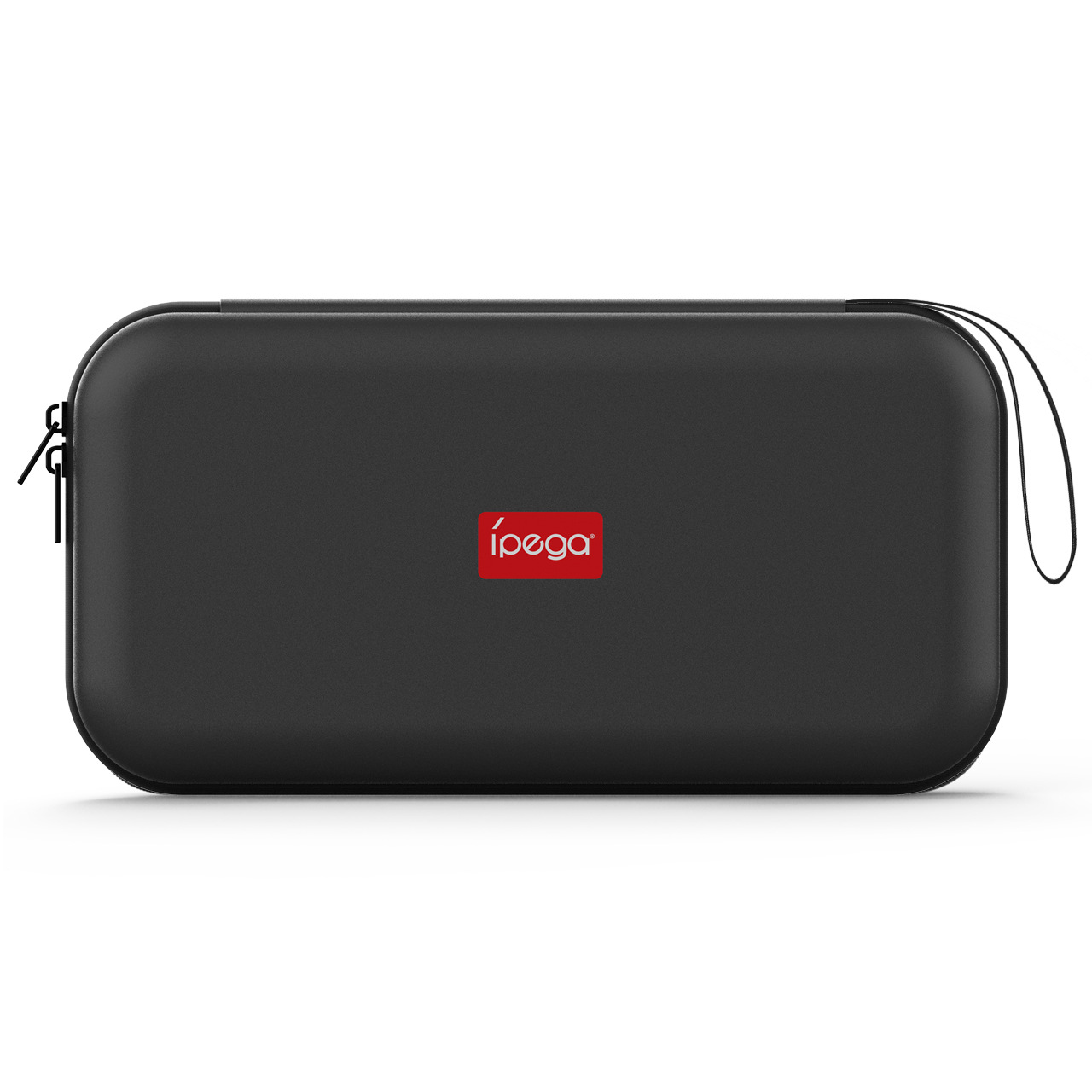 Black Ipega Switch case. Closed with a red Ipega logo on the front. A zipper runs along the edges.