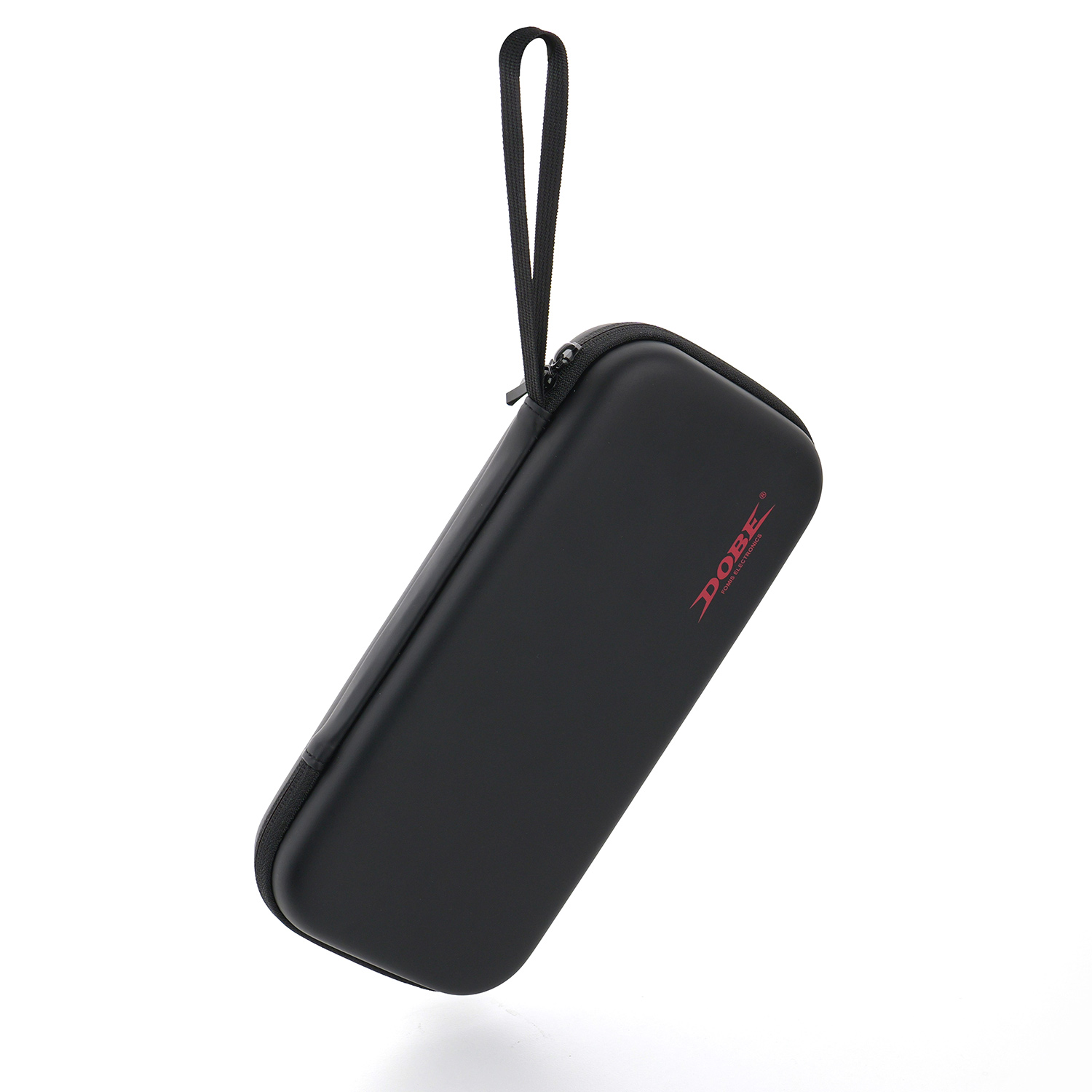 Czarny prostokątny futerał z zamkiem błyskawicznym i uchwytem, logo DOBE. Białe tło.