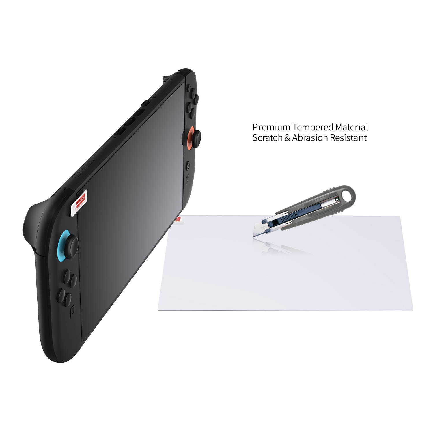 Kontroler do gier z ochraniaczem ekranu i nożem. Białe tło.