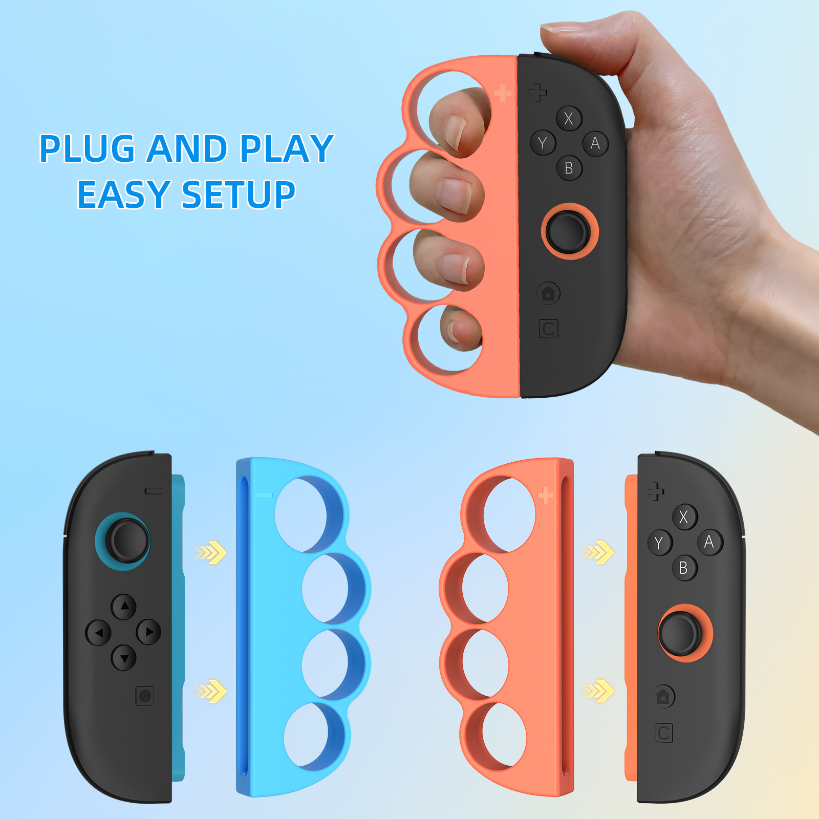 Spielcontroller werden an einer Spielkonsole befestigt, einfache Einrichtung.