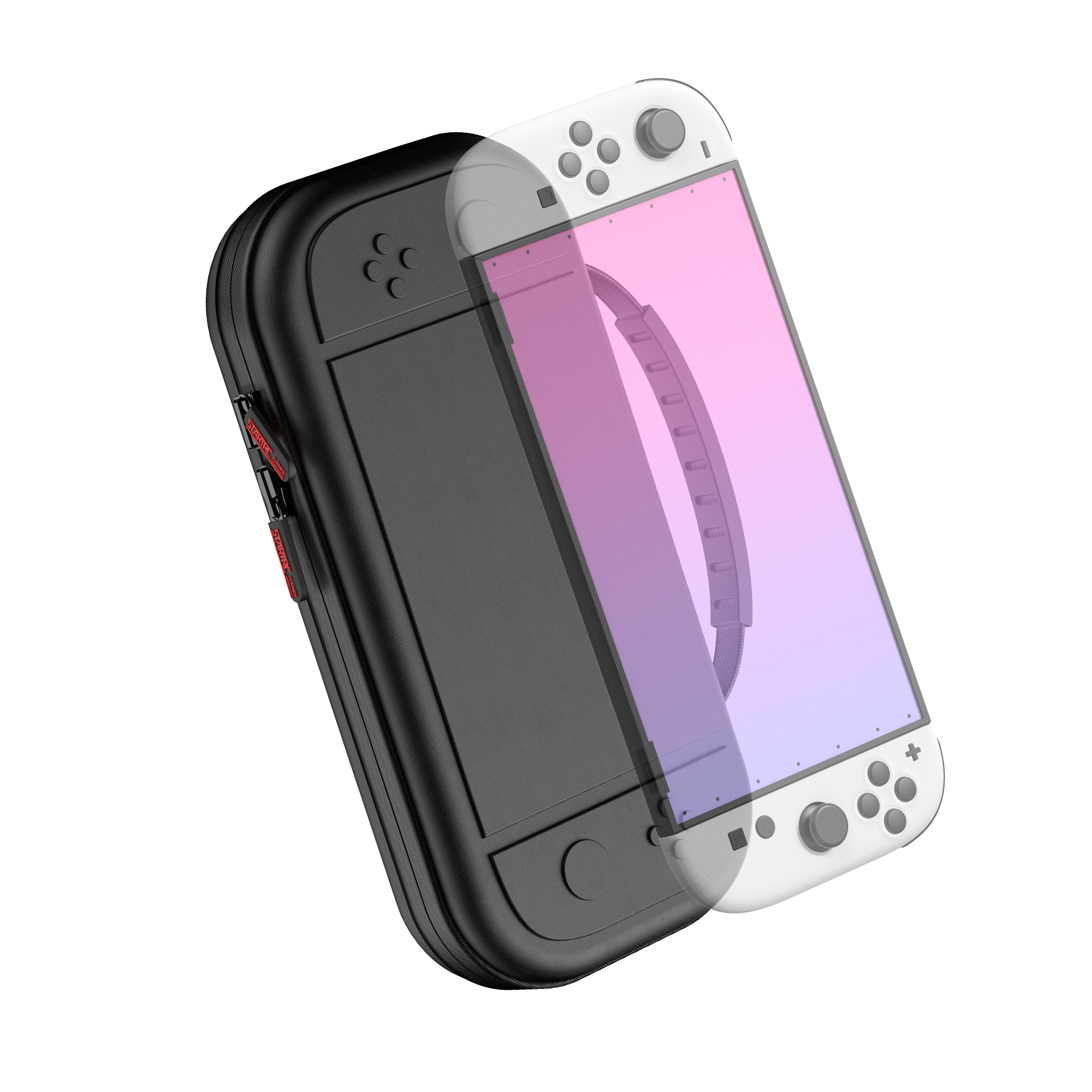 Schwarzes Switch-Case mit transparentem Switch darin.