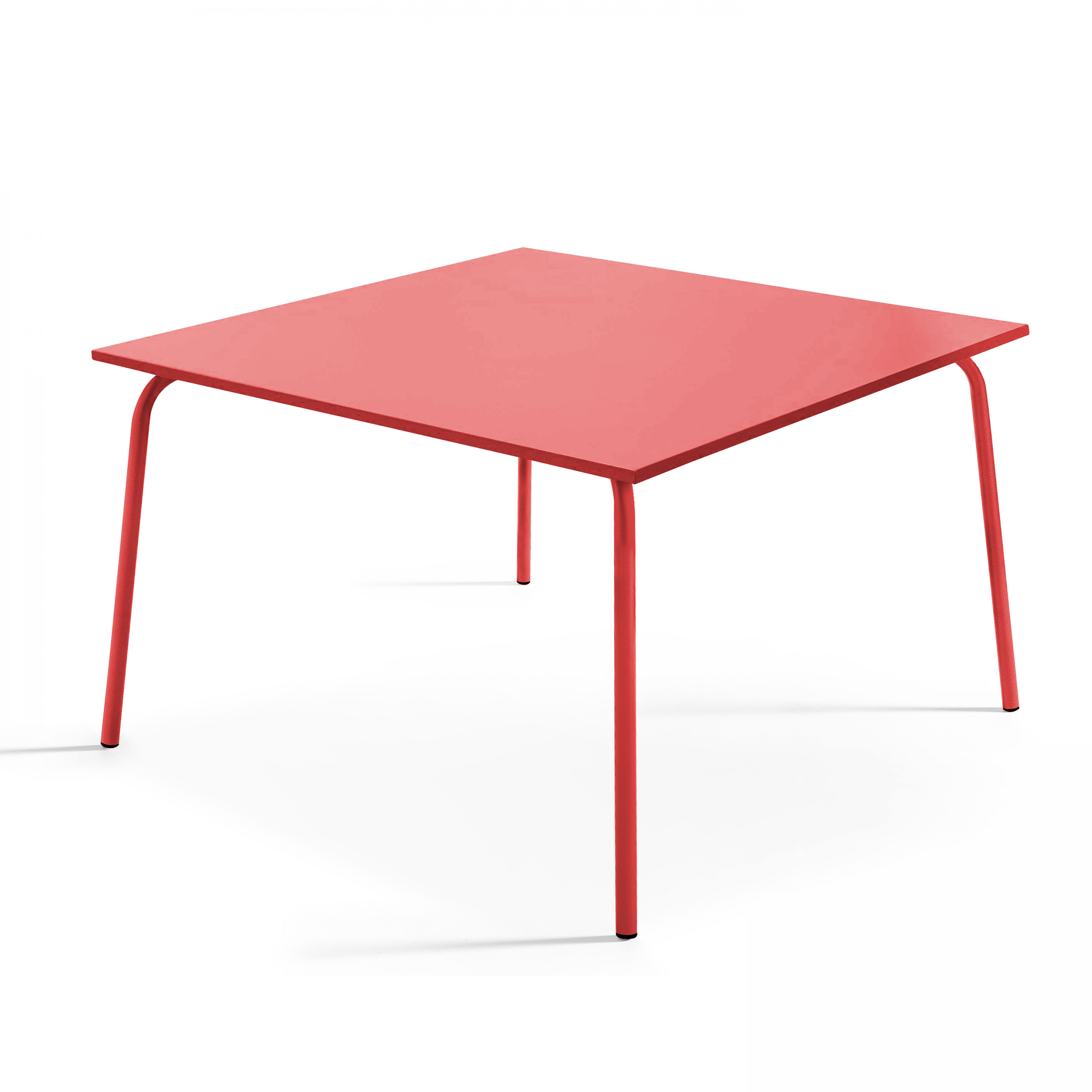 Oviala Gartentisch „Palavas“ Rund – 120 Cm Durchmesser, Rot, Stahl, Wetterfest, Für 6 Personen