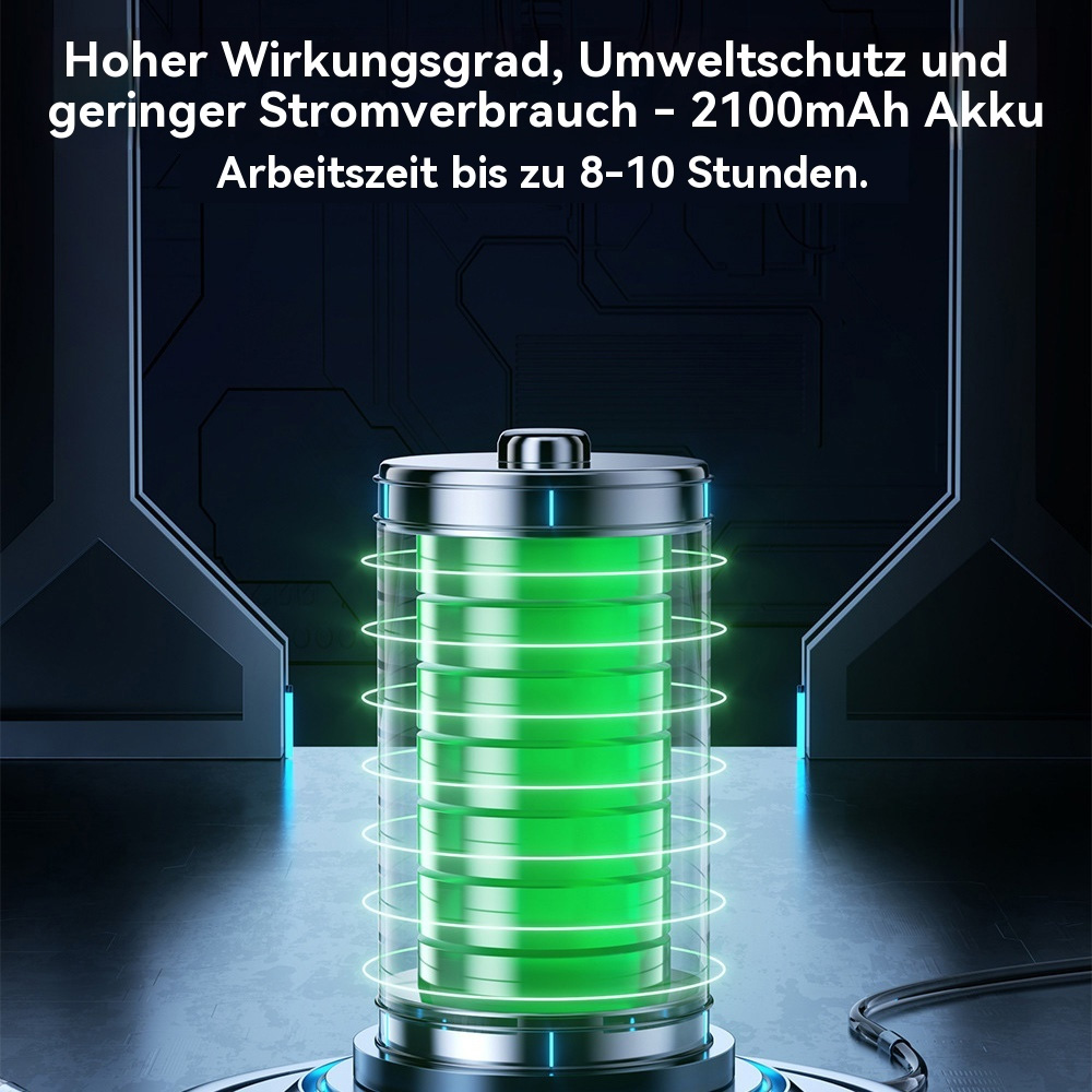 Eine grüne Batterie mit grünen Linien, einem schwarzen und silbernen Deckel und dunklem Hintergrund.