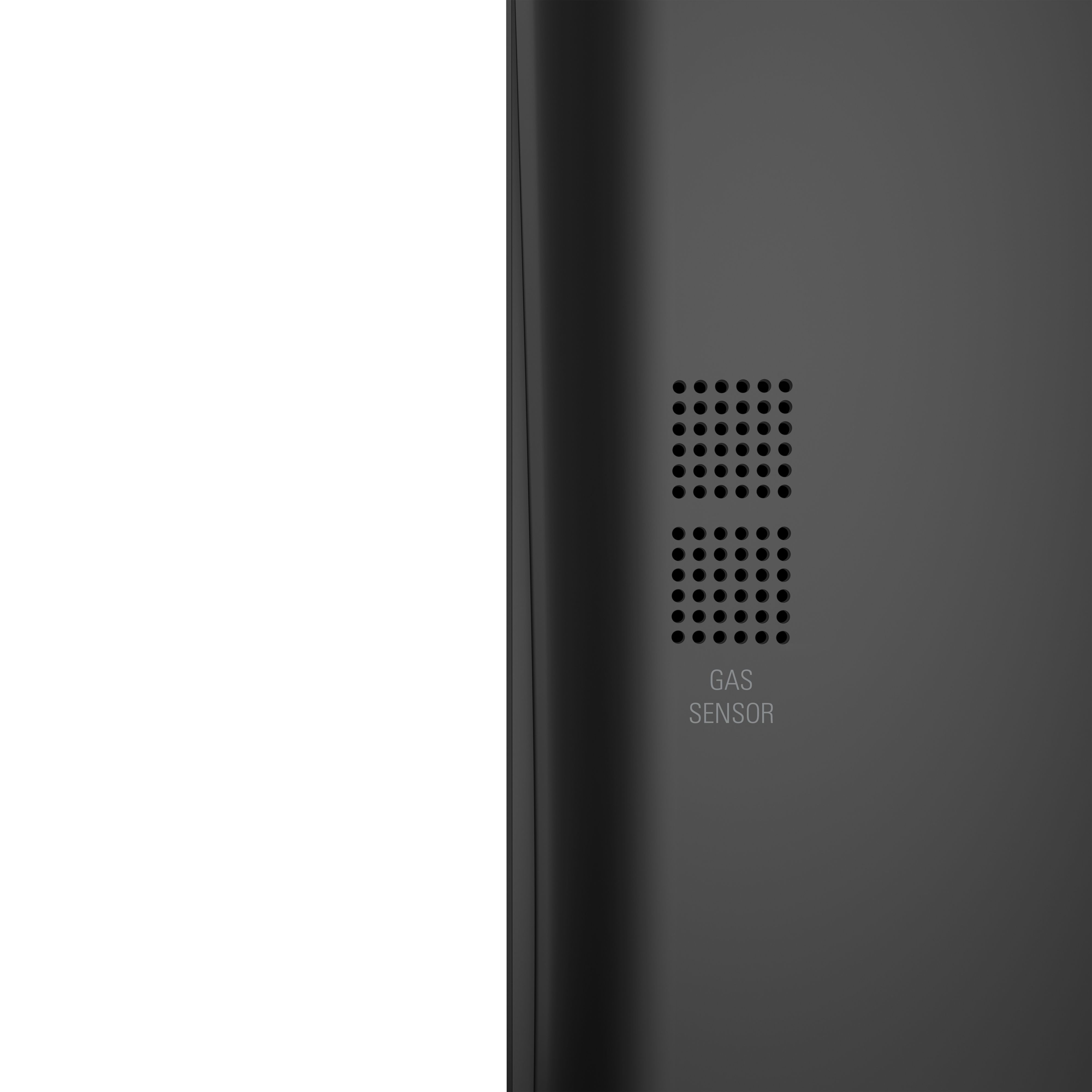 Zbliżenie na czarny panel z etykietą czujnika gazu i dwoma zestawami kropek.