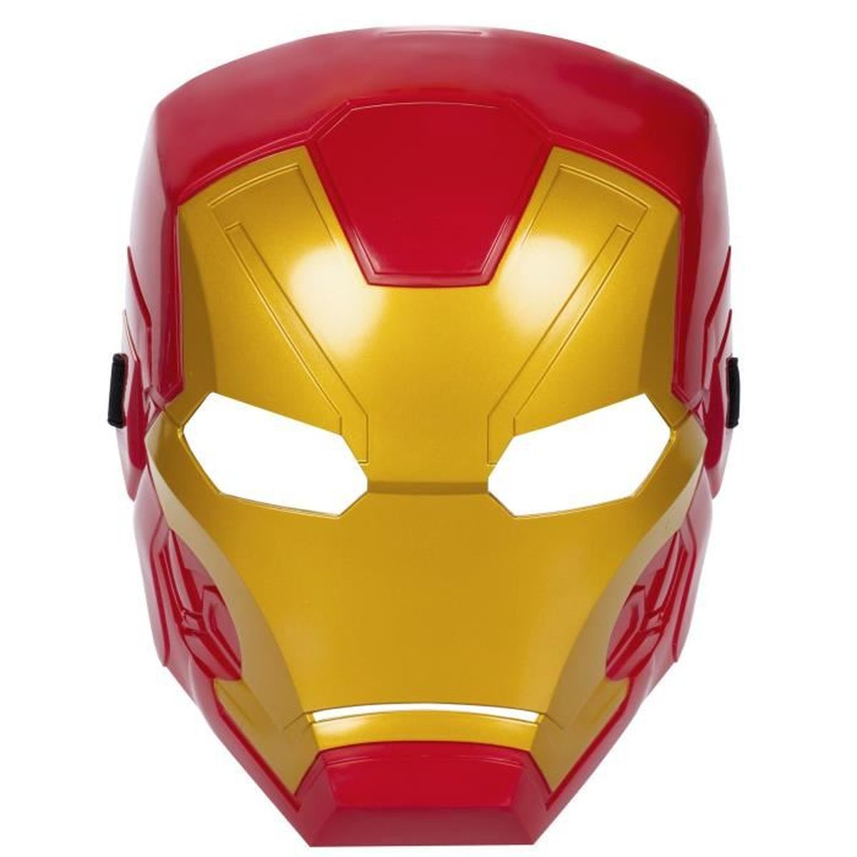 Iron Man Maske. Rote und goldgelbe Farben. Die Maske hat Augenlöcher.