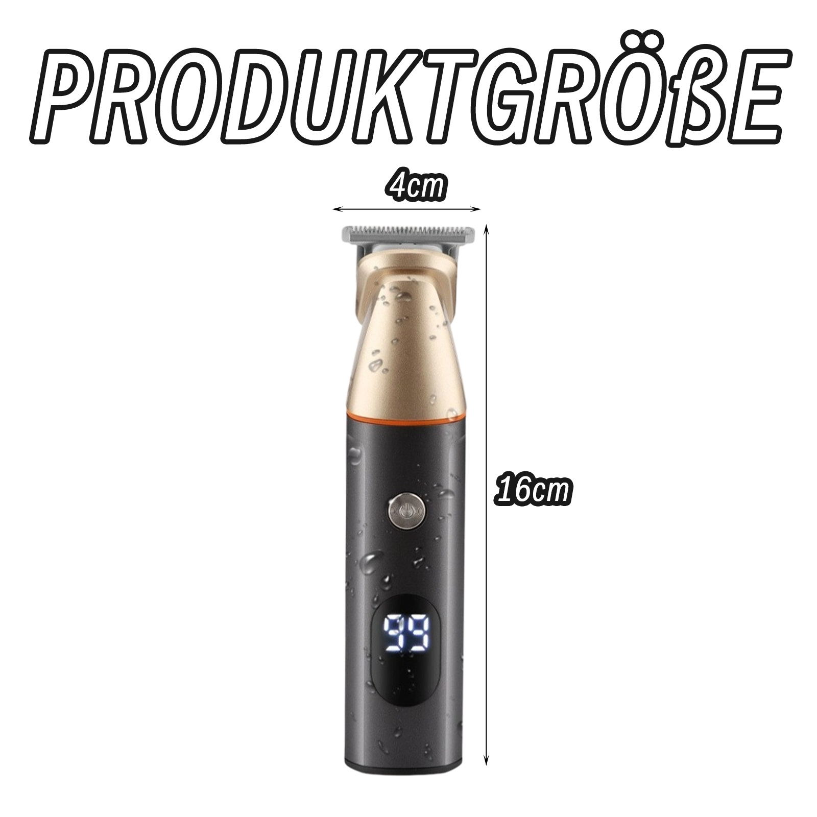 Elektrorasierer mit Anzeige 99, Größe: 4cm x 16cm.