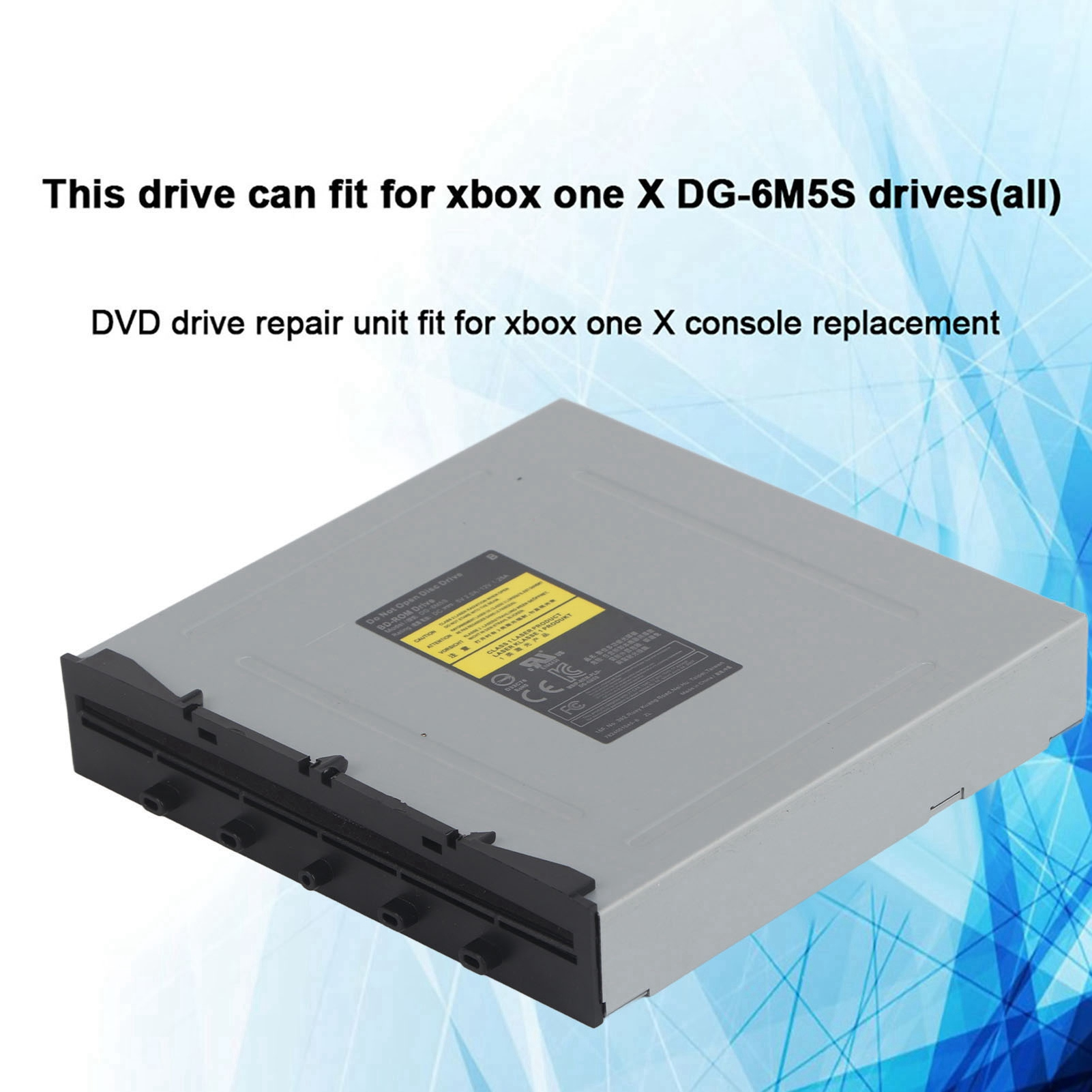 Silbernes Xbox One X DVD-Laufwerk. Text: 'This drive can fit for xbox one X DG-6M5S drives(all).'