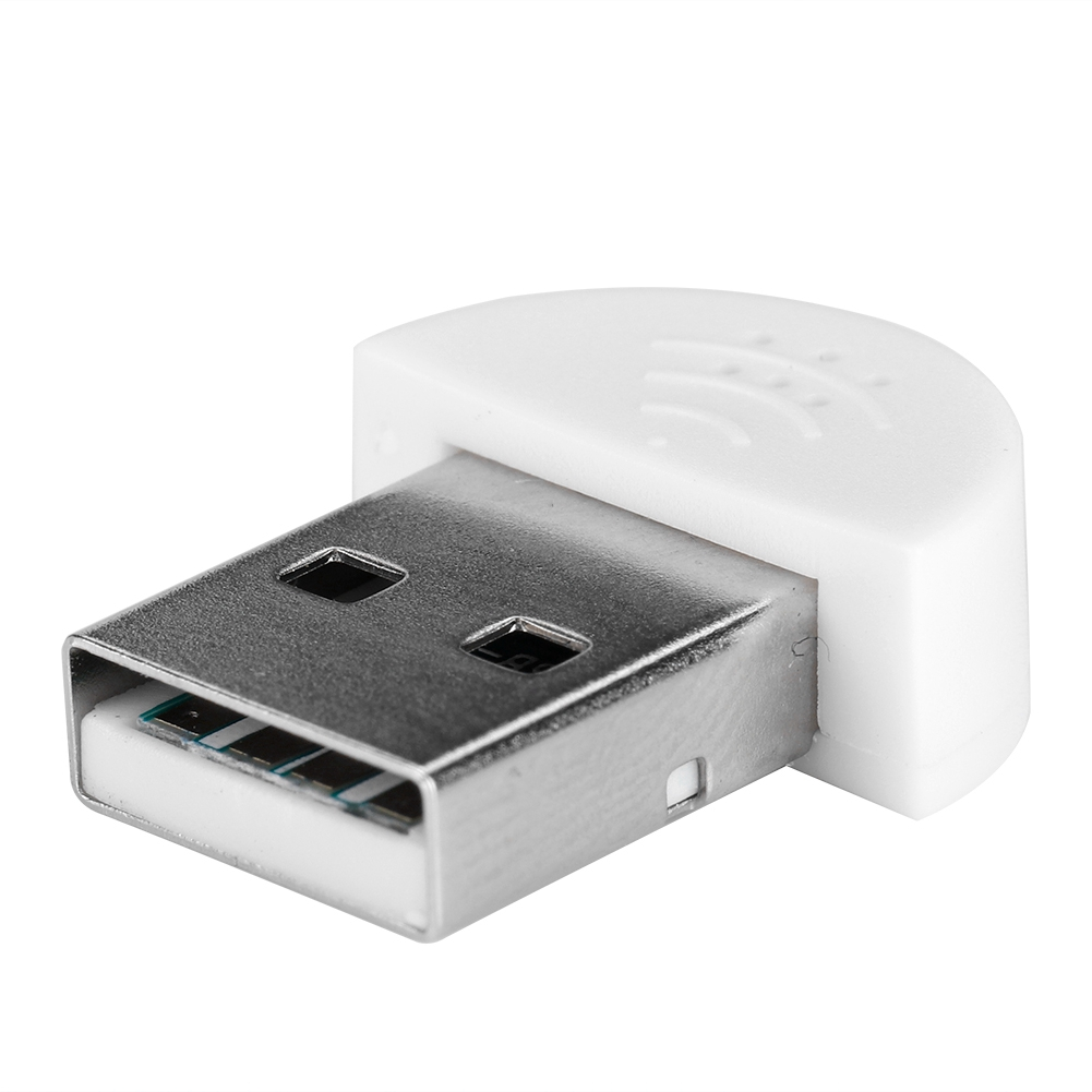 Ein USB-Mikrofon mit weißer, halbkreisförmiger Oberseite und silbernem USB-Anschluss.
