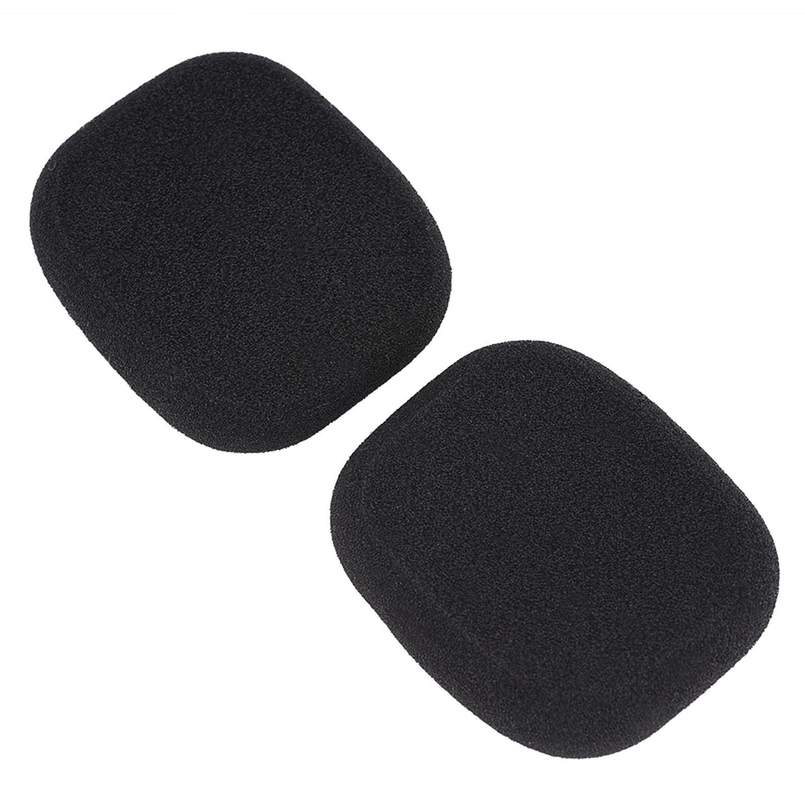 Zwei schwarze, oval geformte Ohrpolster aus Schaumstoff. Der Hintergrund ist weiß.