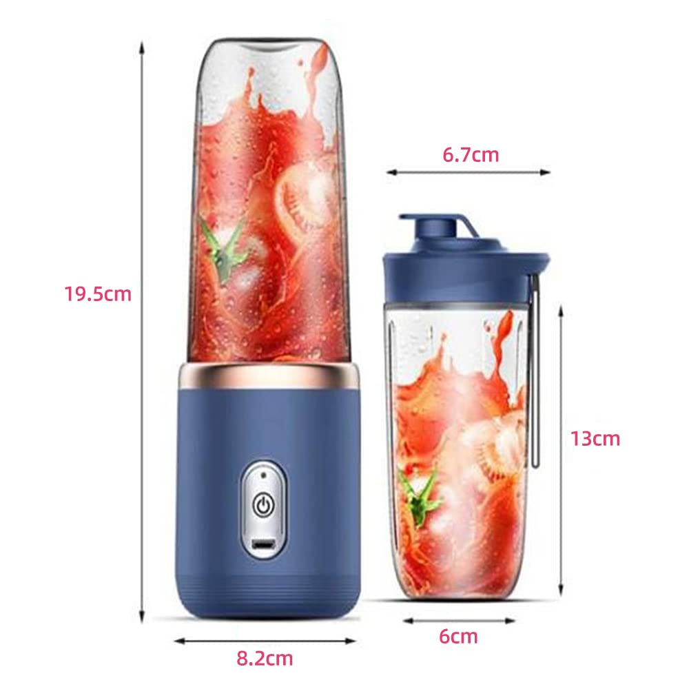 Zwei Mixer mit Maßen. Einer mit rotem Smoothie, Abmessungen in cm.