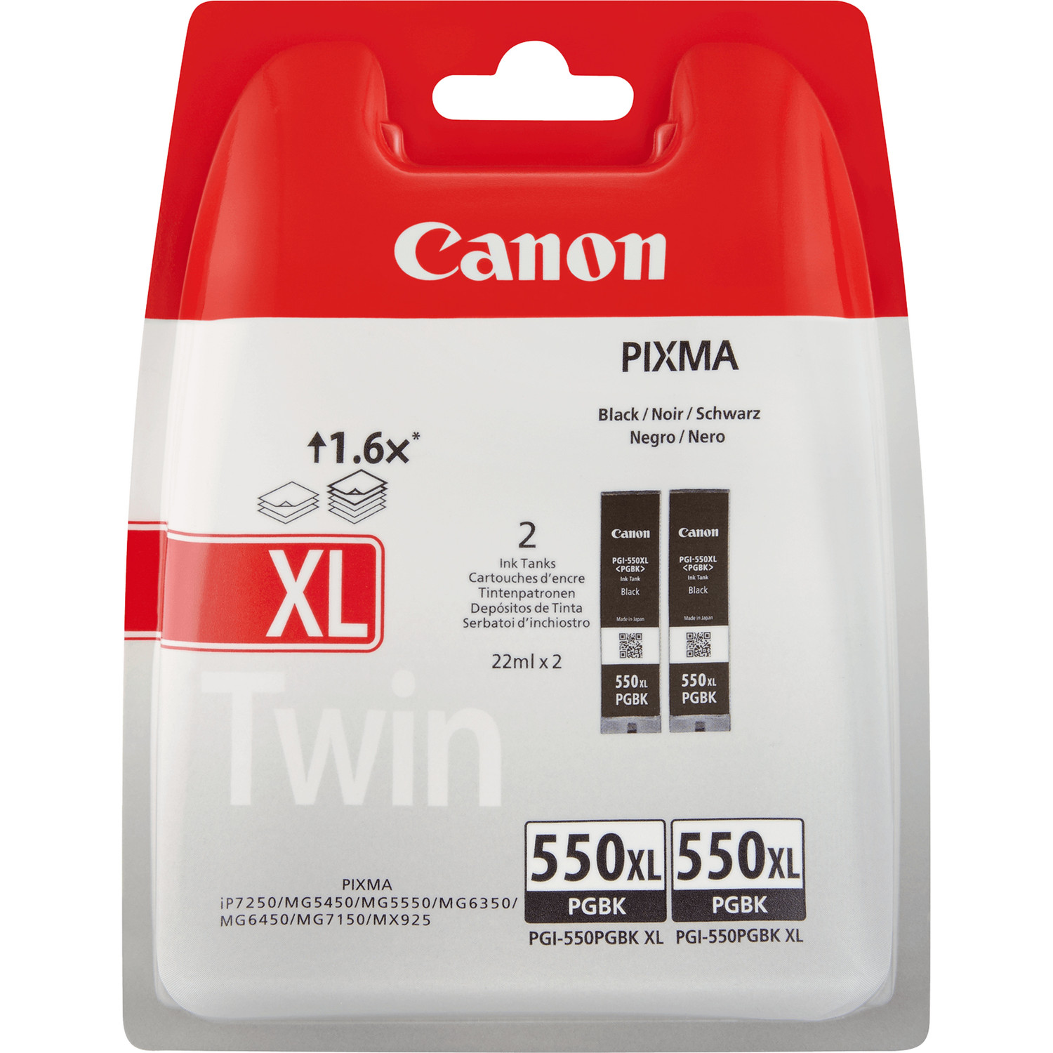 Canon PIXMA inktcartridges in een rood-witte verpakking.
