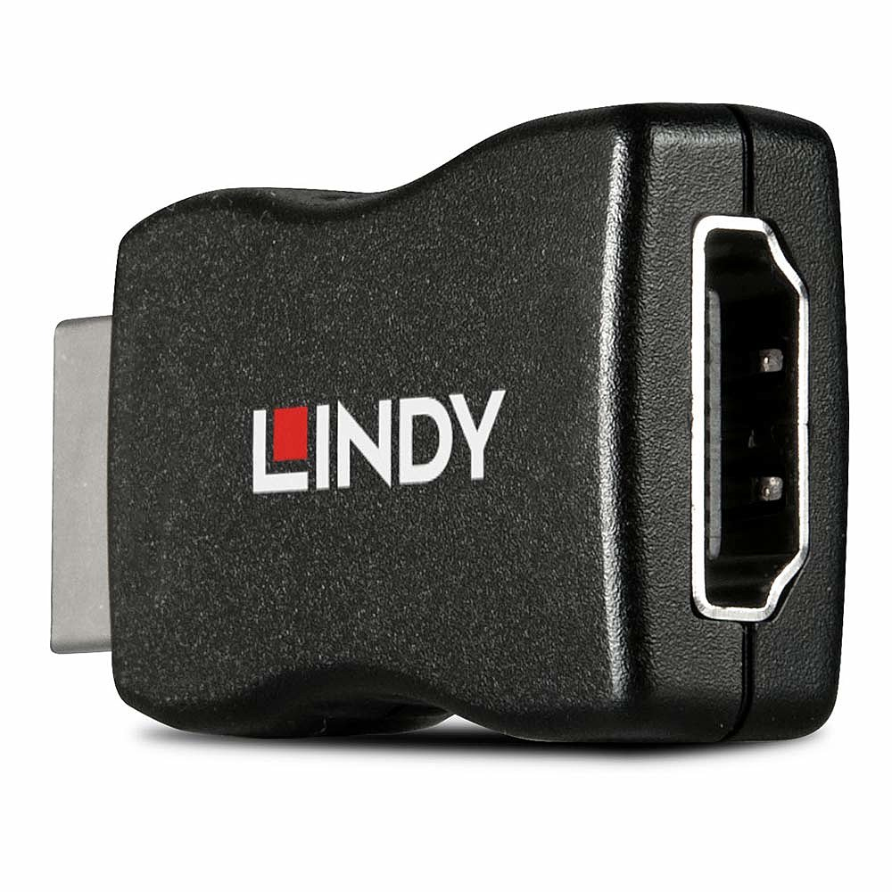 Adattatore HDMI nero con il logo Lindy.