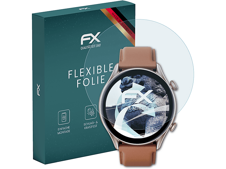 ATFOLIX 3x FX-ActiFleX Displayschutz (für Amazfit GTR 3 Pro)