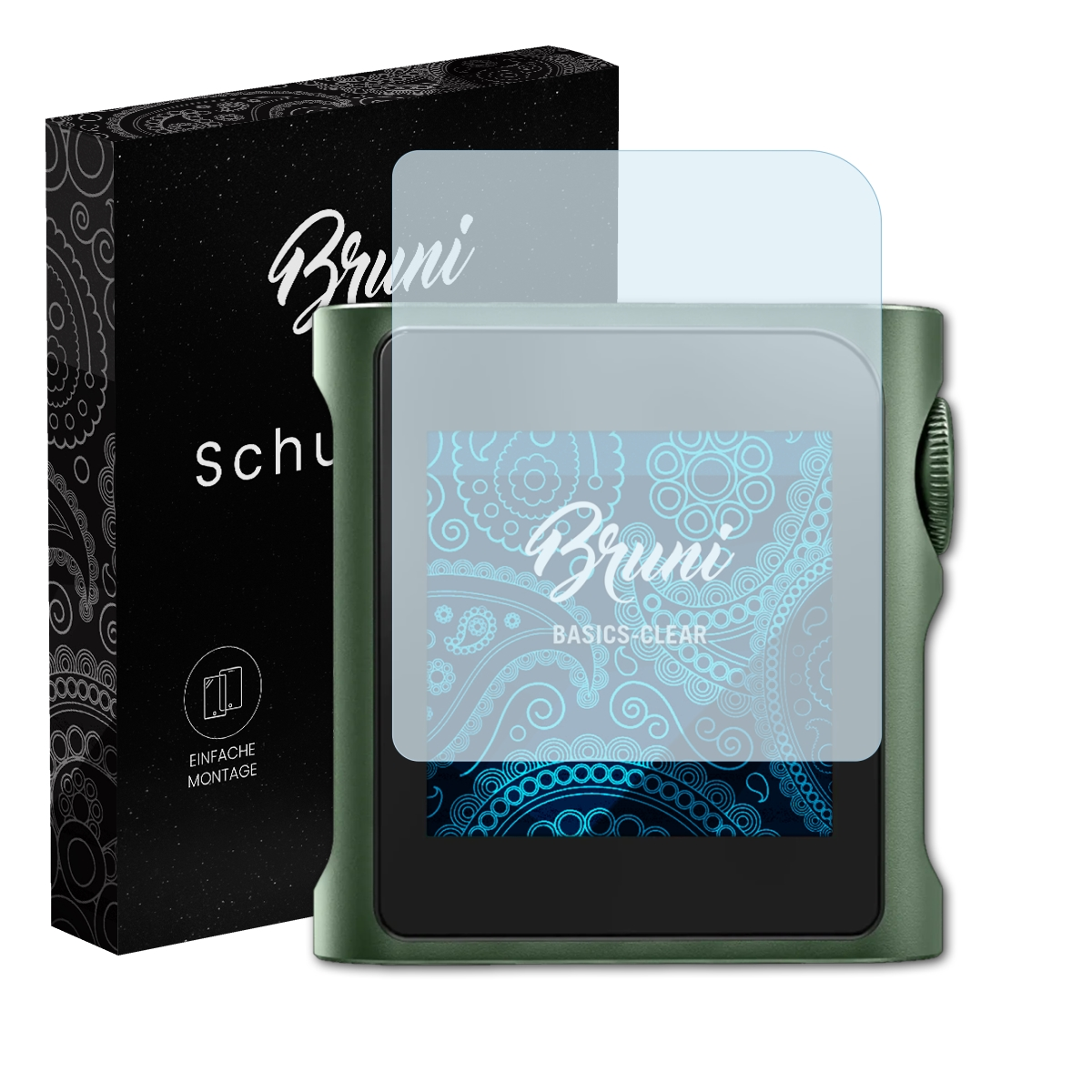 Ein Displayschutz auf einem Gerät mit schwarzer Box.