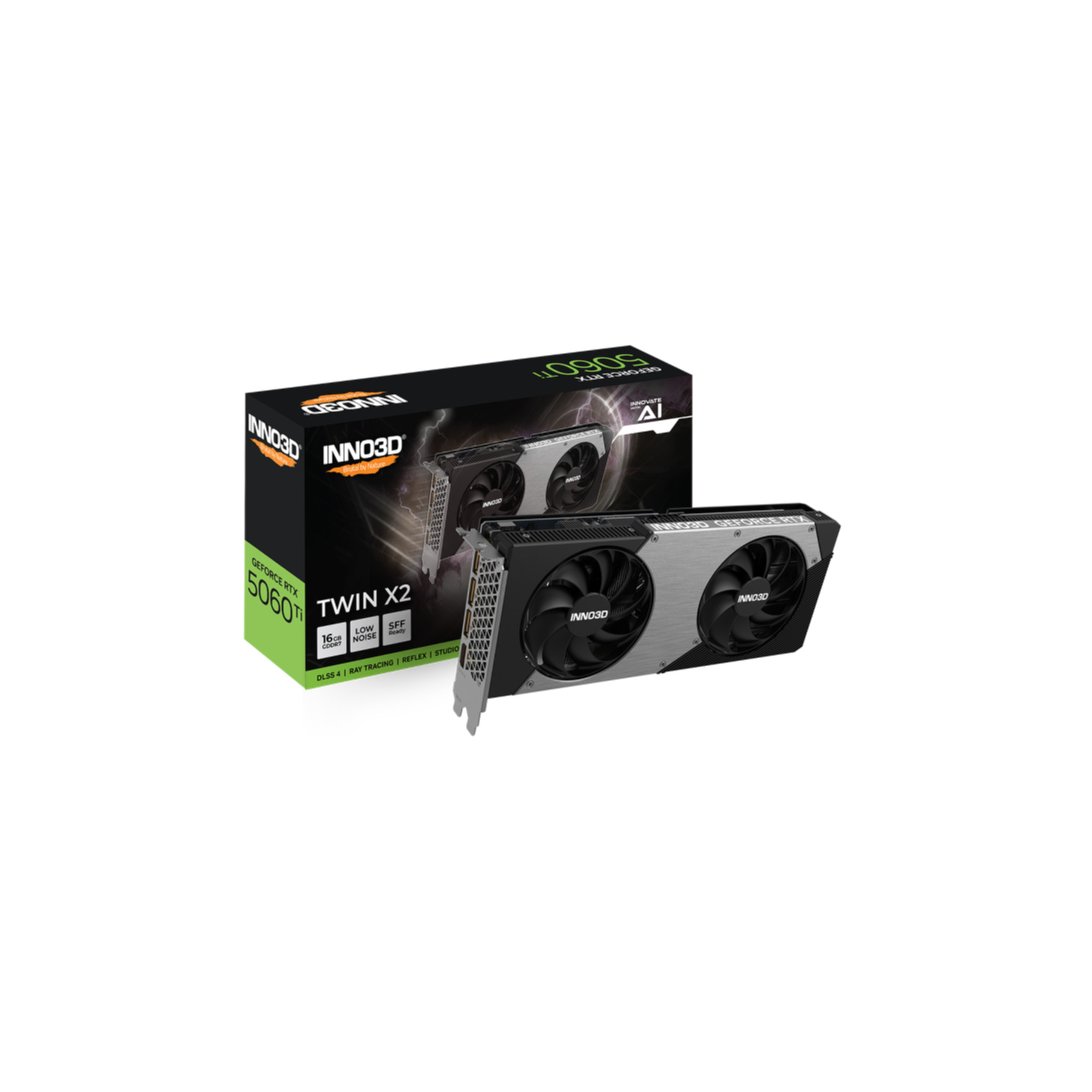 Boxed graphics card with a detailed image of the card and the box.