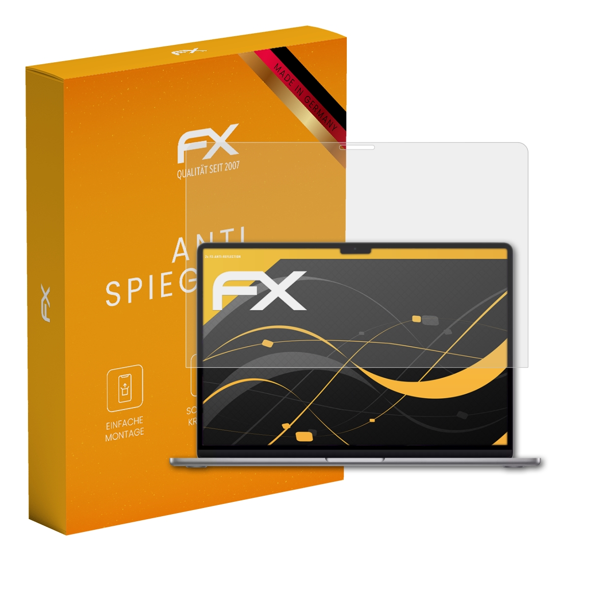 Laptop-Displayschutzfolie, orange Box, Laptop, Displayschutzfolie. Hergestellt in Deutschland.