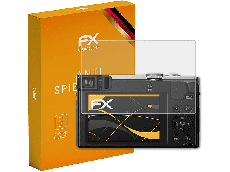 AtFoliX Panzerfolie Für Panasonic Lumix DMC-GF7 – Entspiegelt, Stoßdämpfend, 3-fach Pack