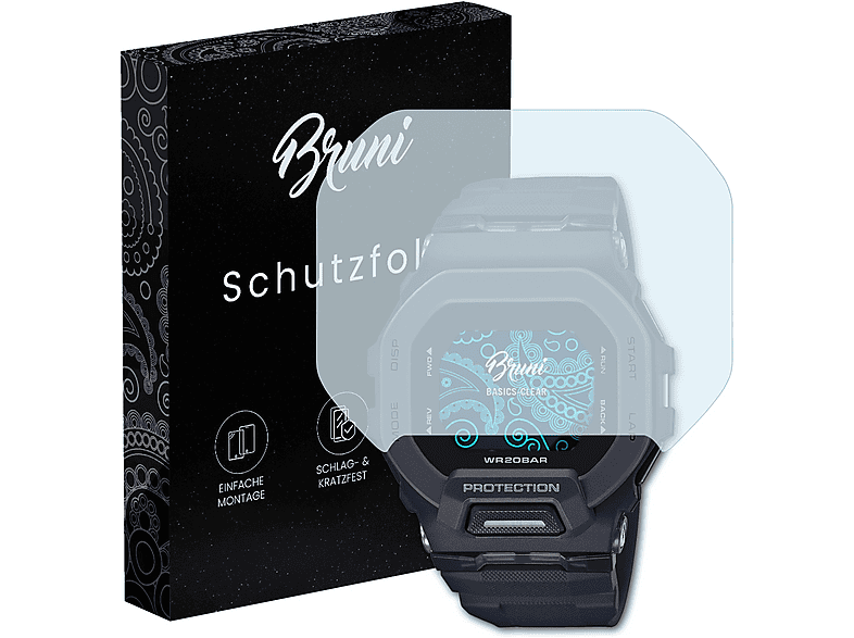 Bruni Display Schutzfolie Für Casio GBD-200-1ER – 2 Stück, Glasklar, Kratzfest, Blasenfrei, Made In Germany