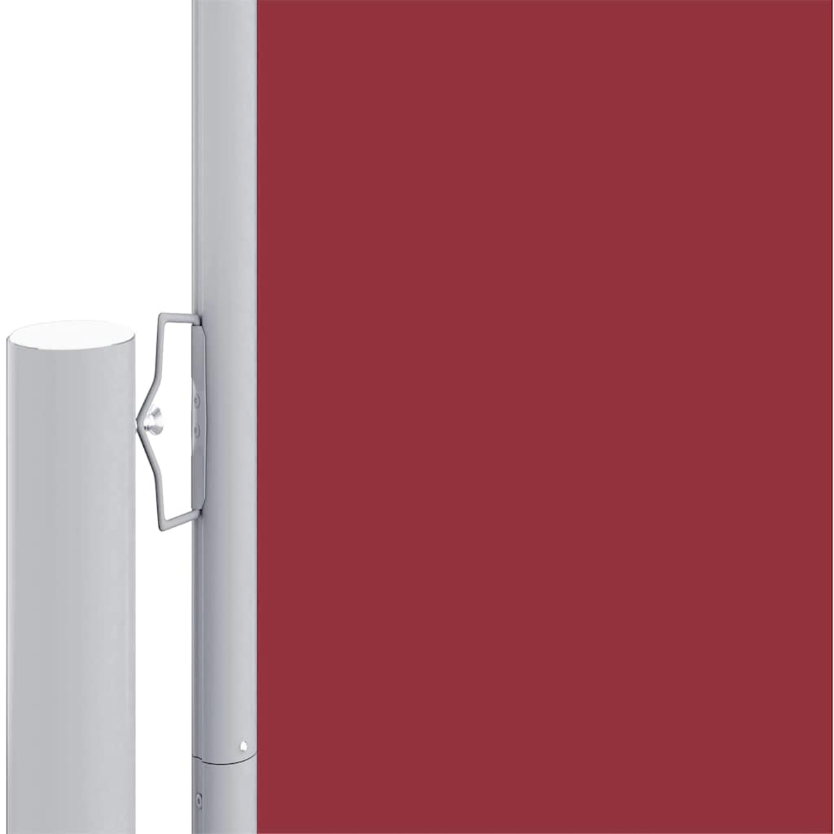 Ein roter Bildschirm mit einem weißen zylindrischen Objekt und einer silbernen Halterung.