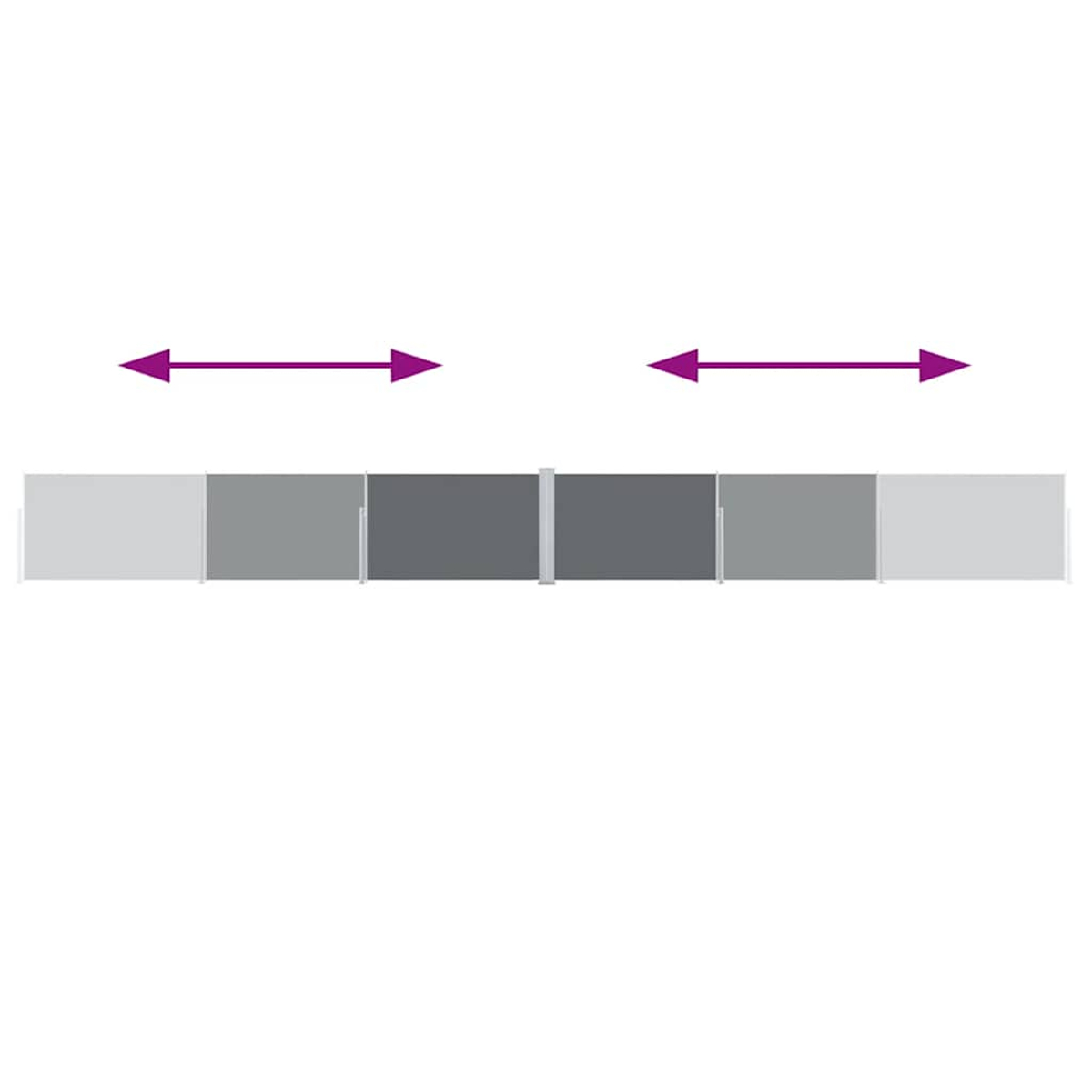 Diagramm eines ausziehbaren Bildschirms mit Expansionspfeilen.