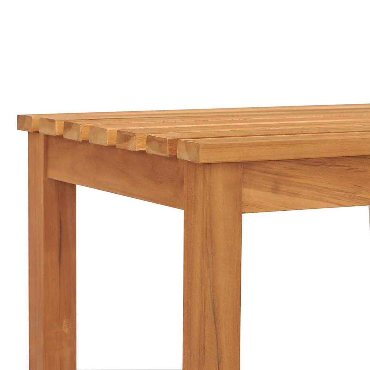 Nahaufnahme einer Holzbankoberfläche. Lattenrost mit hellbrauner Farbe.