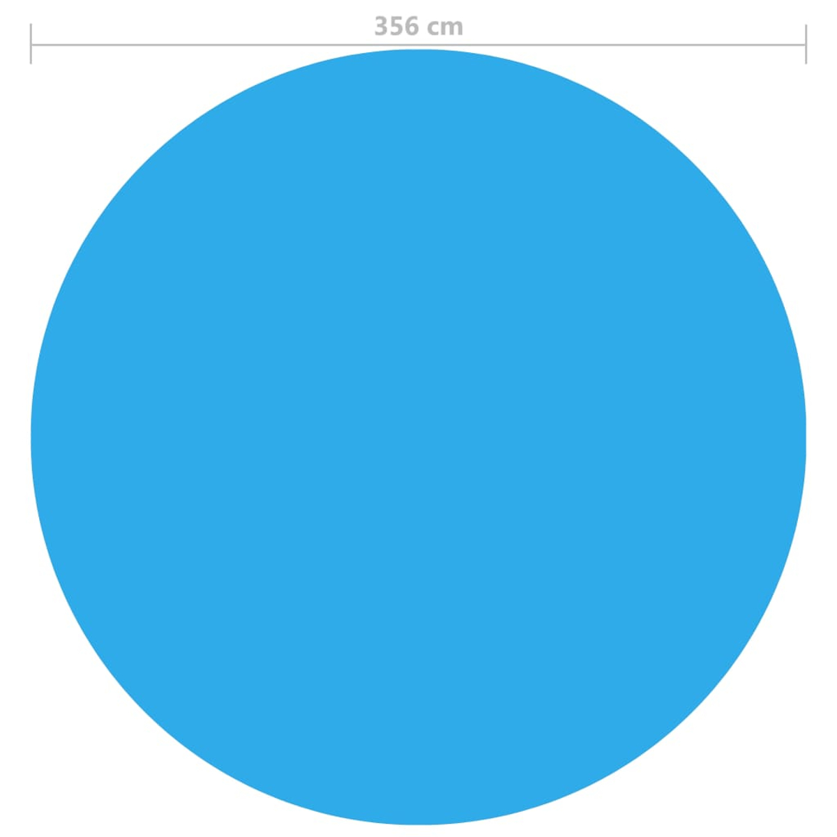 Ein großer, blauer Kreis mit einem Maß von 356 cm.