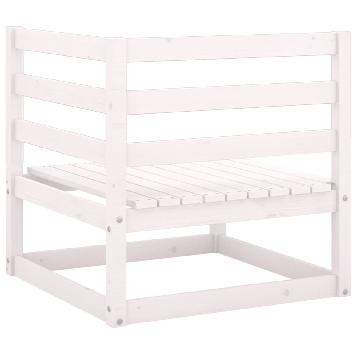 Weißer Holzecksitz.