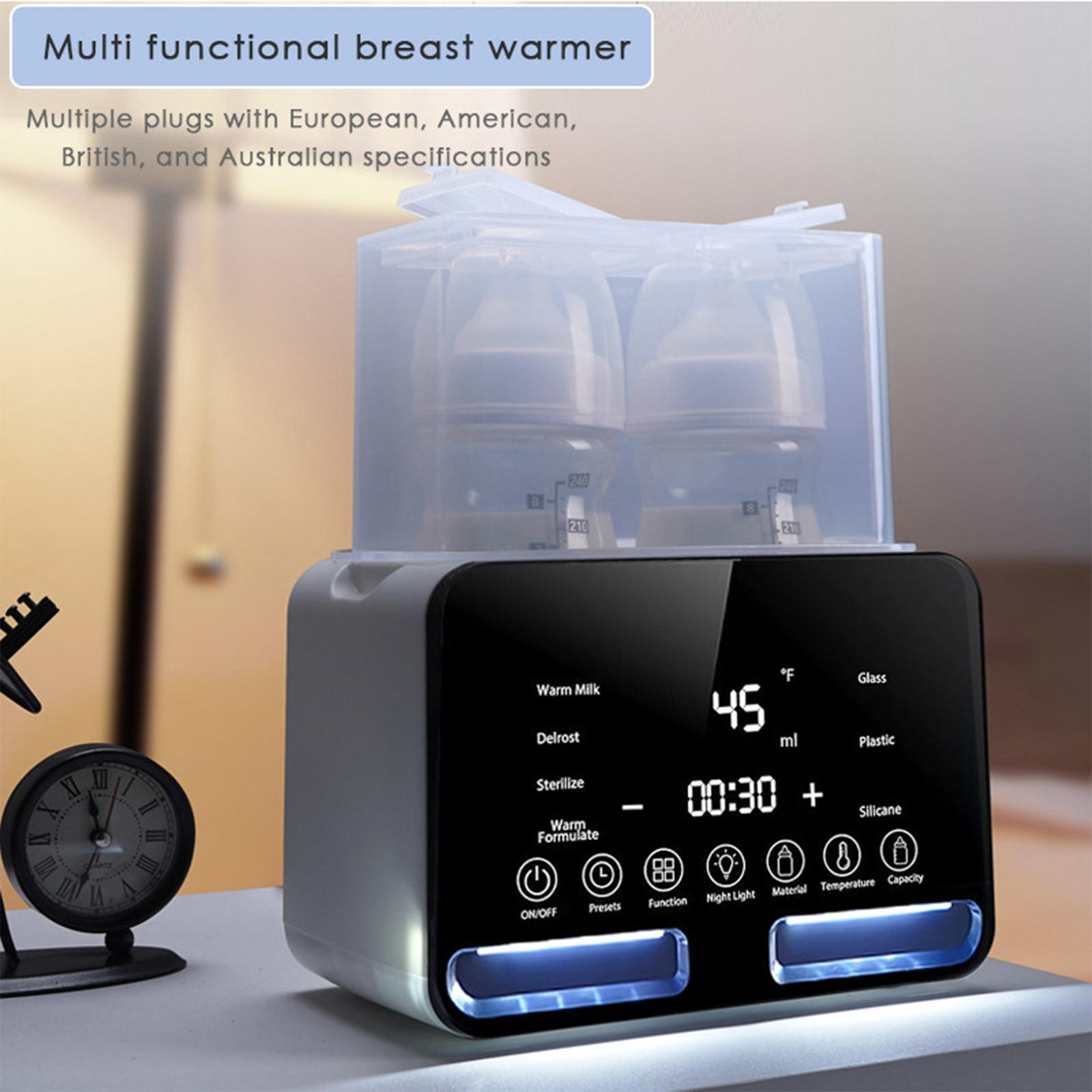 Brustwärmer mit zwei Flaschen und Digitalanzeige mit Einstellungen und Temperatur.
