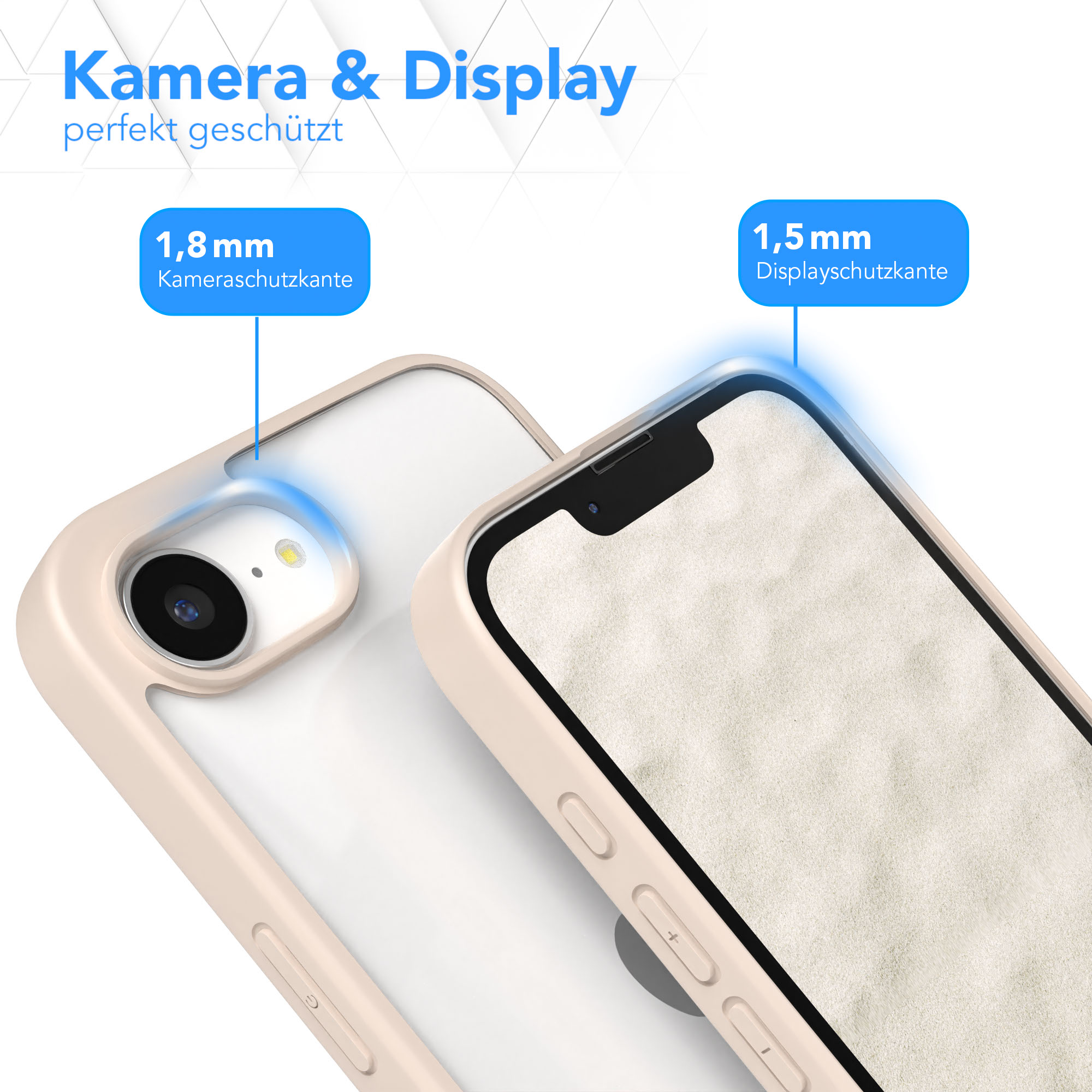 Zwei Handyhüllen, eine offen, mit einem Handy darin.