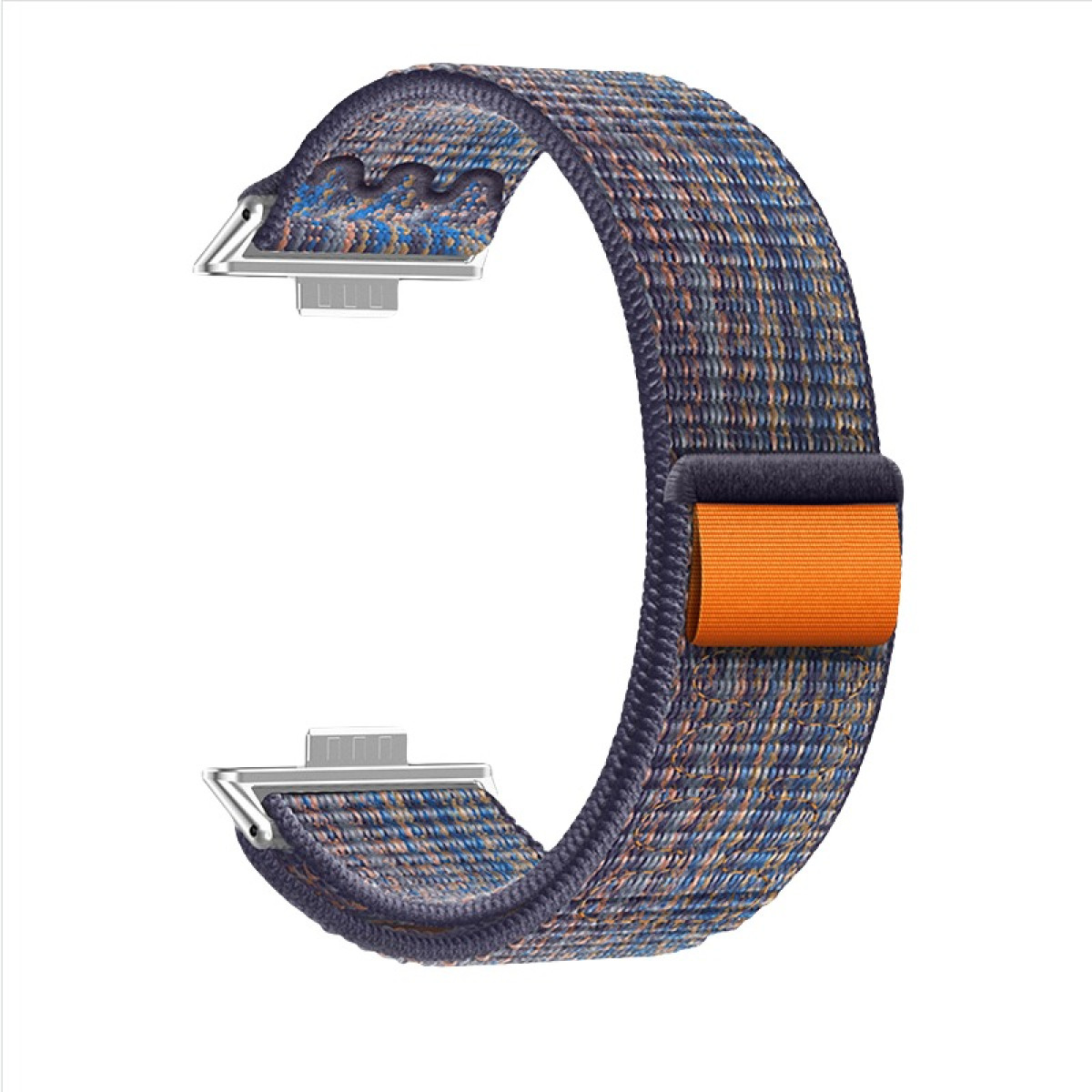 Blau-oranges Uhrenarmband, isoliert auf Weiß.
