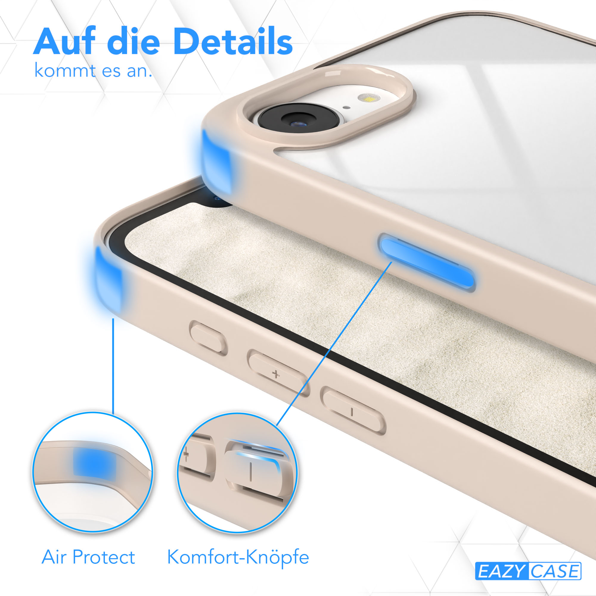 Nahaufnahme einer Handyhülle, zeigt Tasten und Luftschutzdetails.