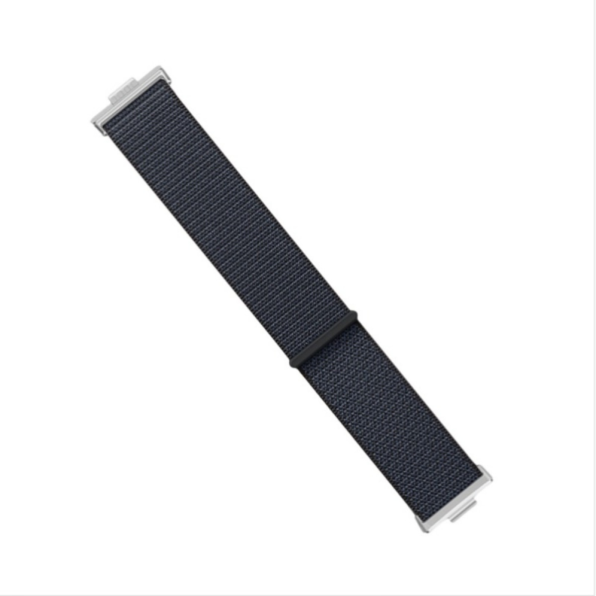 Cinturino nero e grigio. È appoggiato su sfondo bianco.
