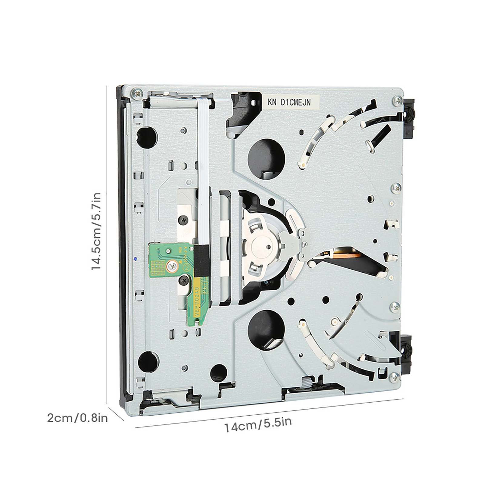 Offenes Computerlaufwerk mit Abmessungen in cm.