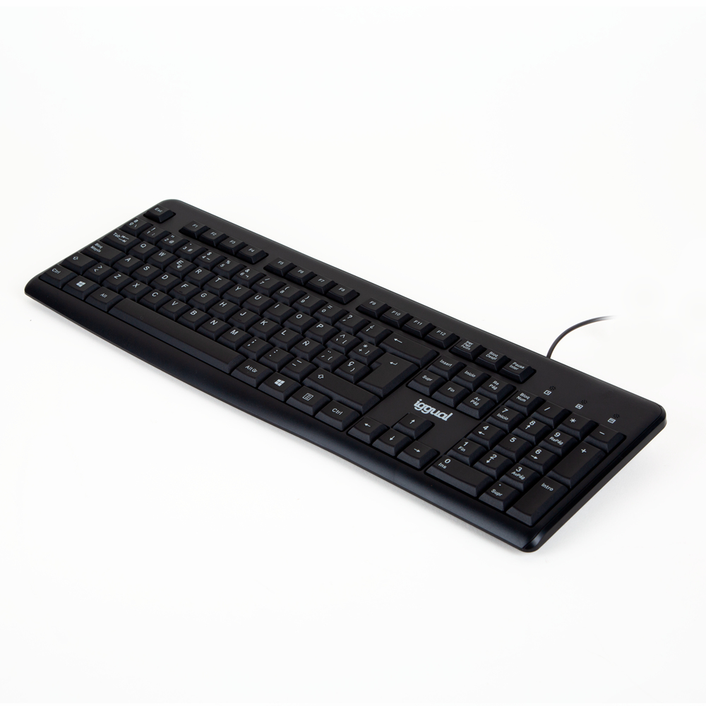 Iggual Tastiera Cablata CK-Basic-105T: Tastiera USB Basic Per Computer, Portatile, Windows, MacOS E Linux - Colore Nero