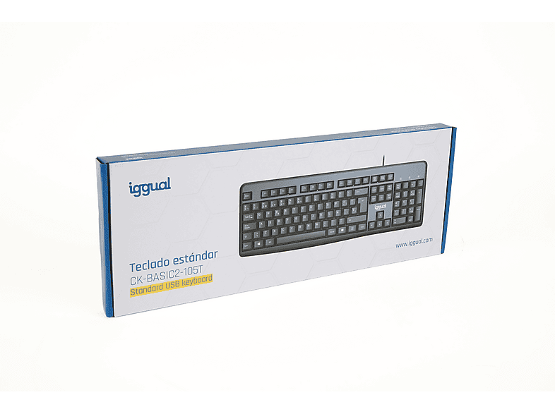 iggual - Tastiera con Cavo CK-Basic-120T | Tastiera per Computer, Modello Basic - Tastiera con Connessione USB - Compatibile con Windows, macOS, Linux - Pc Portatile - Colore Nero