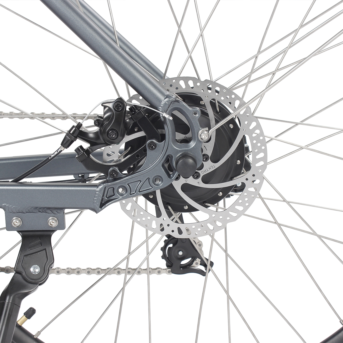 Zbliżenie tylnego koła roweru.