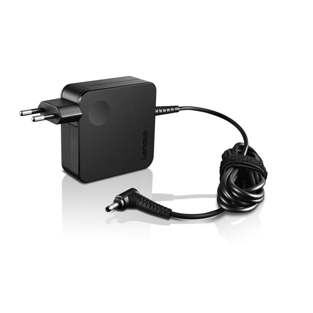 Cargador negro para portátil Lenovo con cable.