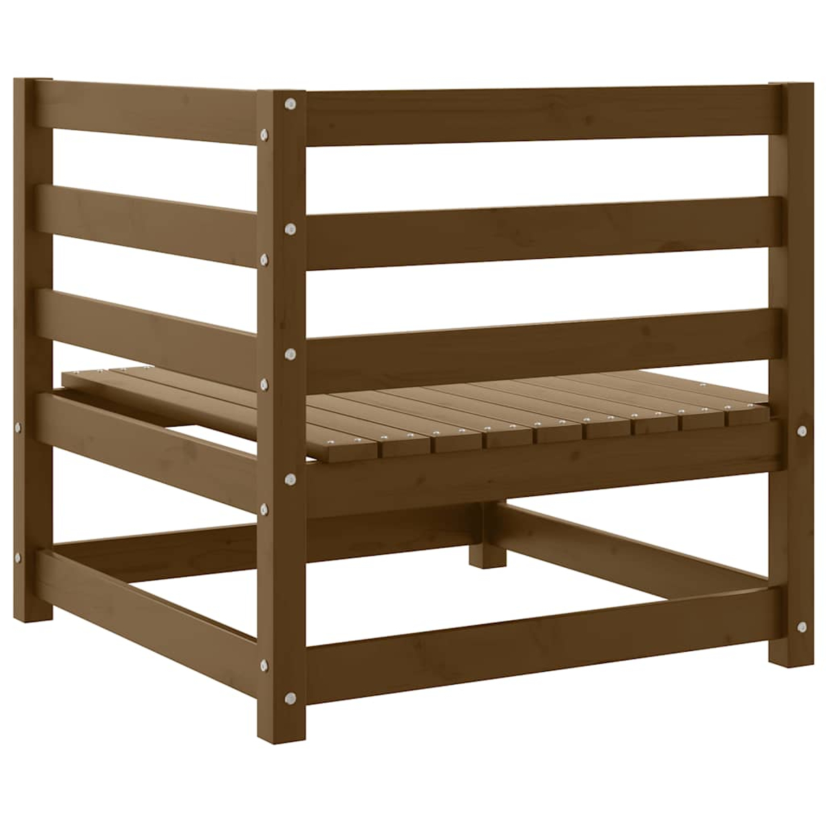 Eine braune Holz-Pflanzkasten mit horizontalen Brettern und einem Lattenrost.