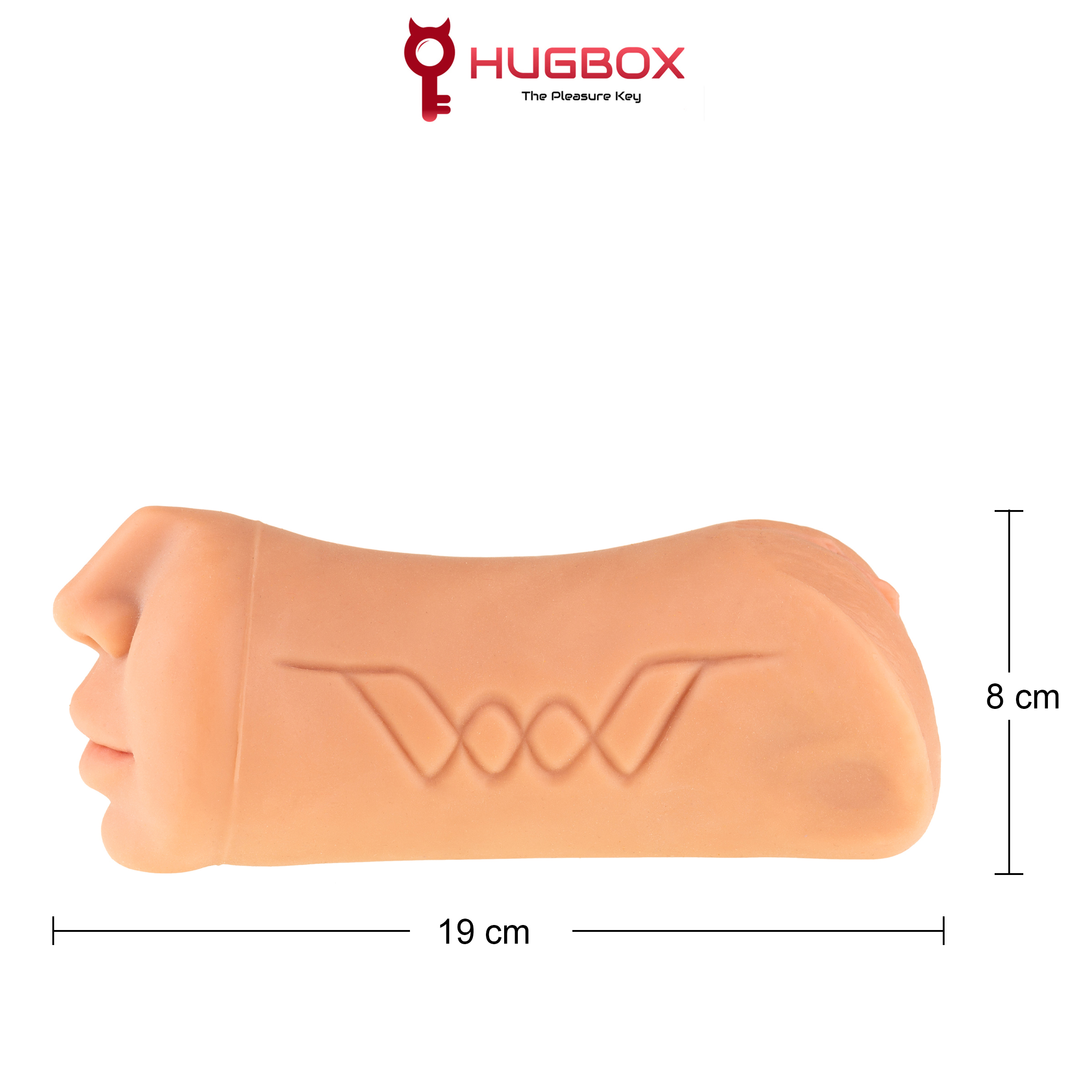 Muñeca sexual color piel con cara. Dimensiones: 19cm de largo y 8cm de alto.