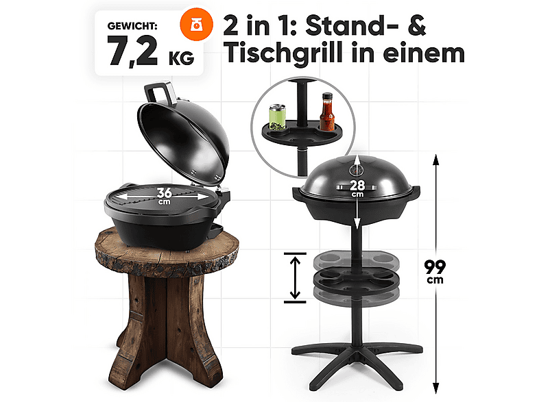 PROFICOOK PC-BQS 1303 BARBECUE-STANDGRILL M. HAUBE SCHWARZ Standgrill, Schwarz (2400 Watt)