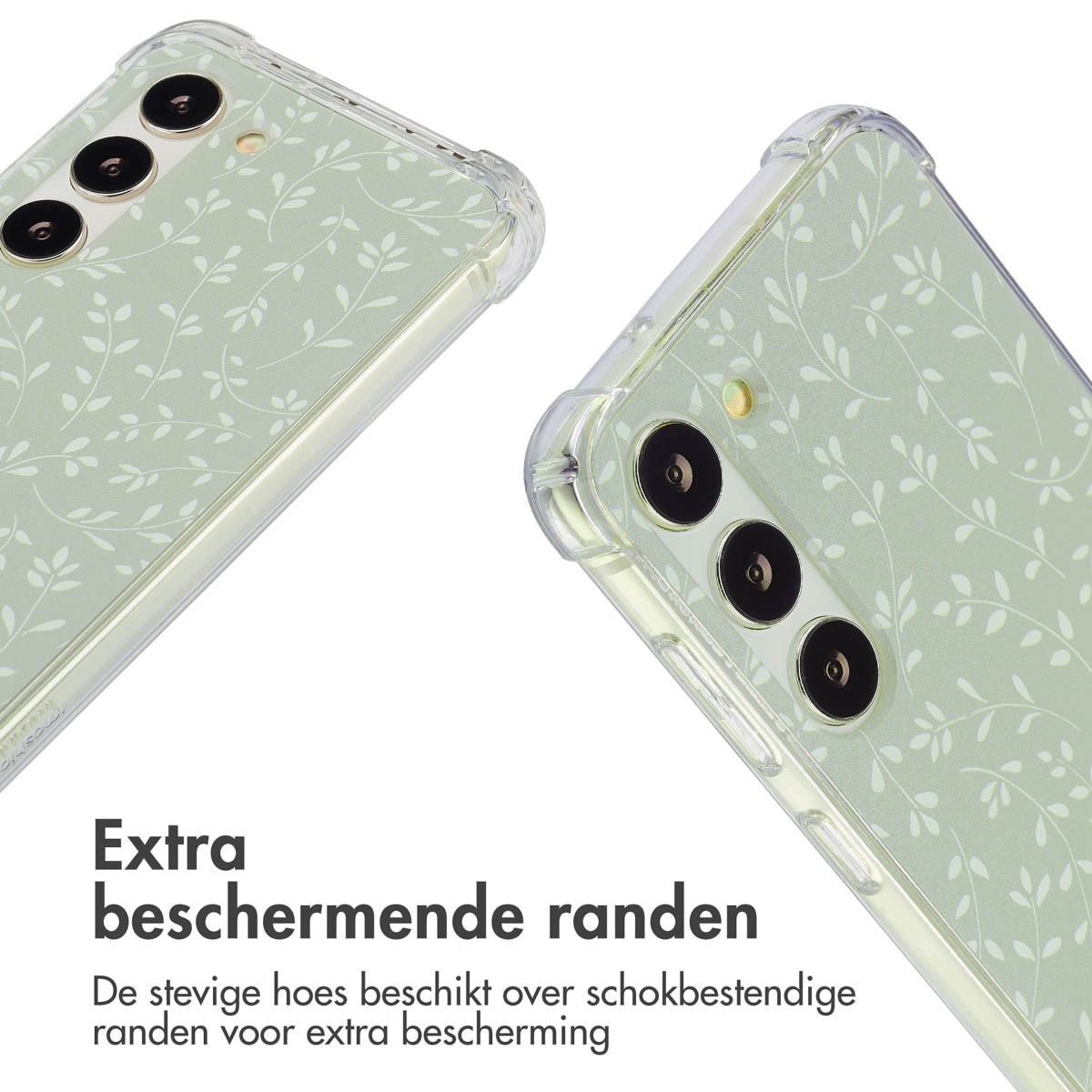 Twee telefoonhoesjes met een bloemenpatroon.