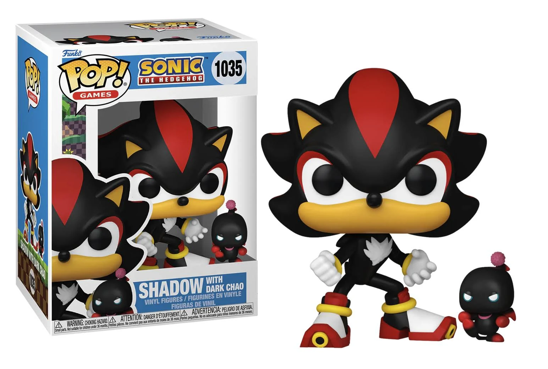 Figura Funko Pop de Shadow con Dark Chao de Sonic, en una caja.