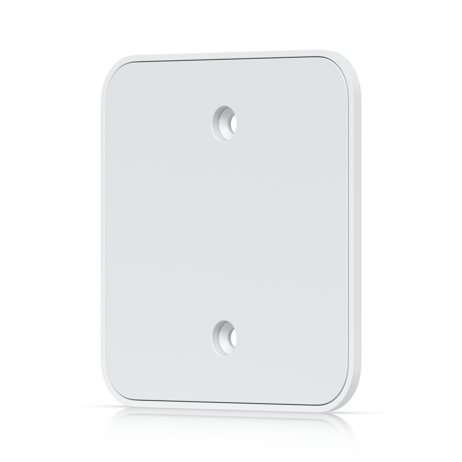 Copertura elettrica bianca. Ha due fori rotondi. I bordi sono curvi.